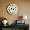 Large Farmhouse Wall Clock - 24 inch, Rustic White, Distressed Roman Numeral, Metal Face, Battery Operated, Modern Farmhouse Decorative Wall Clock for Living Room Decor