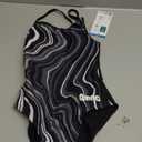 Arena Womens Arena Performance Women's Marbled Sports Swimsuit Light Drop Back Bathing Suit (22, Black/Black Multi)