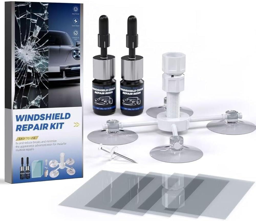 Windshield Repair kit, Efficiency Glass Repair Resin Kit for Fixing Chips, Bulls-Eye, Cracks and Star-Shape Cack-2 Pack