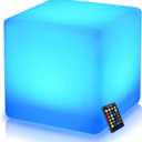 Mr.Go 16-Inch Rechargeable LED Cube Chair Light, 16 RGB Colors Glow Cube Seat w/Remote, Waterproof LED Cube Table, Color Changing Cubes Floor Lamp, Home Bedroom Patio Party Decorative Lighting