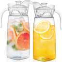 Elsjoy 2 Pack 42 Oz Acrylic Pitchers with Lid and Spout, Clear Plastic Water Drink Pitcher Unbreakable Fridge Beverage Container for Iced Tea, Lemonade, Juice, Milk
