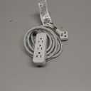 GE 3-Outlet Power Strip Surge Protector 8 Ft Braided Extension Cord with Multiple Outlets Grounded Flat Plug ETL Listed White 38433