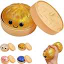 Dumpling Squishy Stress Relief Toy, Mystery Box Squeeze Ball, Sensory Fidget Toy for Anxiety Relief, Easter & Holiday Basket Stuffer (Golden)