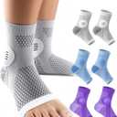 3 Pairs Neuropathy Socks for Women & Men, [Ultra Breathable] Plantar Fasciitis Socks for Achilles Tendonitis Relief, [20-30 mmHg Compression] Ankle Socks for Arch Support (X-Large, Grey+Blue+Purple)
