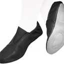 Toddler & Kids Gymnastic Shoes - Trampoline, Tumbling, Agility Gym Footwear - Goat Leather Slip-on With Rubber Sole (5 Big Kid, Black)