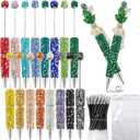 48 Pcs DIY Diamond Beadable Pen Kit - 16 Plastic Rhinestone Beaded Pens Bulk with Refills & Bags - Beaded Pen Kit for Students & Teachers School Projects, Office Gifts 