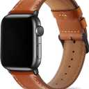 Tasikar Bands Compatible with Apple Watch Band 49mm 46mm 45mm 44mm 42mm Genuine Leather Replacement Straps Compatible with Apple Watch Ultra 3 2 1 SE Series 11 10 9 8 7 6 5 4 3, Classic Brown