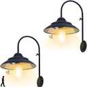 Solar Lights Outdoor Waterproof - with Motion Sensor Solar Barn Lights Outdoor Wireless LED Sconce Light for Patio Yard Garage Chicken Coop & Shed FarmhouseBlack 2P