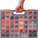 EMENTOL 2PCS Multi-Purpose Portable Organizer Box Set with 44-Removable Compartments, 2 Pieces Professional Boxes with Dimension 16.2"L*13"W*2.3"H