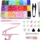 Mardatt 405 Pcs T5 Snaps Buttons with Snaps Pliers Set 24 Colors Round Plastic No-Sew Buttons and Fastener Hand Tool Setter with Clips for Sewing Clothes, Rain Coat Crafting and Other DIY (Pink)