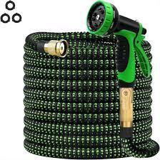 Garden Hose, Non-Expanding Water Hose with 10 Function Nozzle, Lightweight, Kink Free, Sturdy, Leak-Proof, Portable, Flexible Hose 50ft for Outdoor, Yard, Lawn, Car Wash and Camper Use