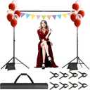 Backdrop Stand, 10x7ft(WxH) Photo Background Stand Adjustable Support Kit with 2 Crossbars, 8 Backdrop Clamps, 2 Sandbags and Carrying Bag for Parties Photography Wedding Decoration (710ft)