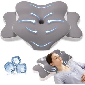 Sleep Apnea Pillow for Side Sleepers, Cervical Neck Pillow for Neck Pain Relief, Ergonomic Contour Memory Foam Pillow with Cooling Washable Cover for Back, Side & Stomach Sleepers