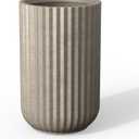 Kante Accent Round Column Weathered Concrete Planter 17.7" Tall, Outdoor