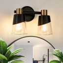Bathroom Vanity Light Modern Black Bathroom Light Fixture Over Mirror with Glass Lampshade for Kitchen Hallway 2 Lights