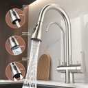 Kitchen Sink Faucet with Pull - Down Sprayer, 2 - Handle 3 - in - 1 Kitchen Sink Filter Faucet, Cold and Hot Mixer Drinking Water Faucet (3-in-1 Filter Faucet, Brushed Nickel-1)