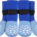 Non-Slip Dog Socks Prevent Licking Paws,Grippy Socks for Senior Dog Walk on Hardwood Floor,Paw Protectors,Blue 2 Pairs,XL