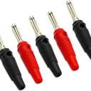 V TELESKY 10PCS 2 Colors 4mm Welded Banana Plug, Superimposable Connector Test Plug DIY Banana Plug Connectors Adapters