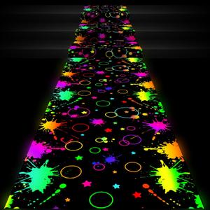 Haull 236 x 39 Inch Neon Light up Dance Floor Glow in The Dark Floor Runner Neon Party Decorations UV Blacklight Reactive Fluorescent Wall Props for Glow Disco Party Favors(Mixed)