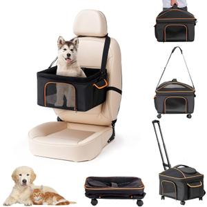 NOVOLAB Pet Carrier for Small Dog Cat, Cat Dog Carrier with Wheels Soft Sided Dog Rolling Crate Cat Travel Bag up to 15 Lbs Pet Strollers for Small Pets