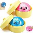 2PCS Mini Glitter Dumpling Squishy, 2026 Upgrade Dumling Mystery Box, Colorful Dumplings Stress Balls Fidget Sensory, Fidget Squeeze Toy for Holiday & Birthday Gifts (Blue+Pink)