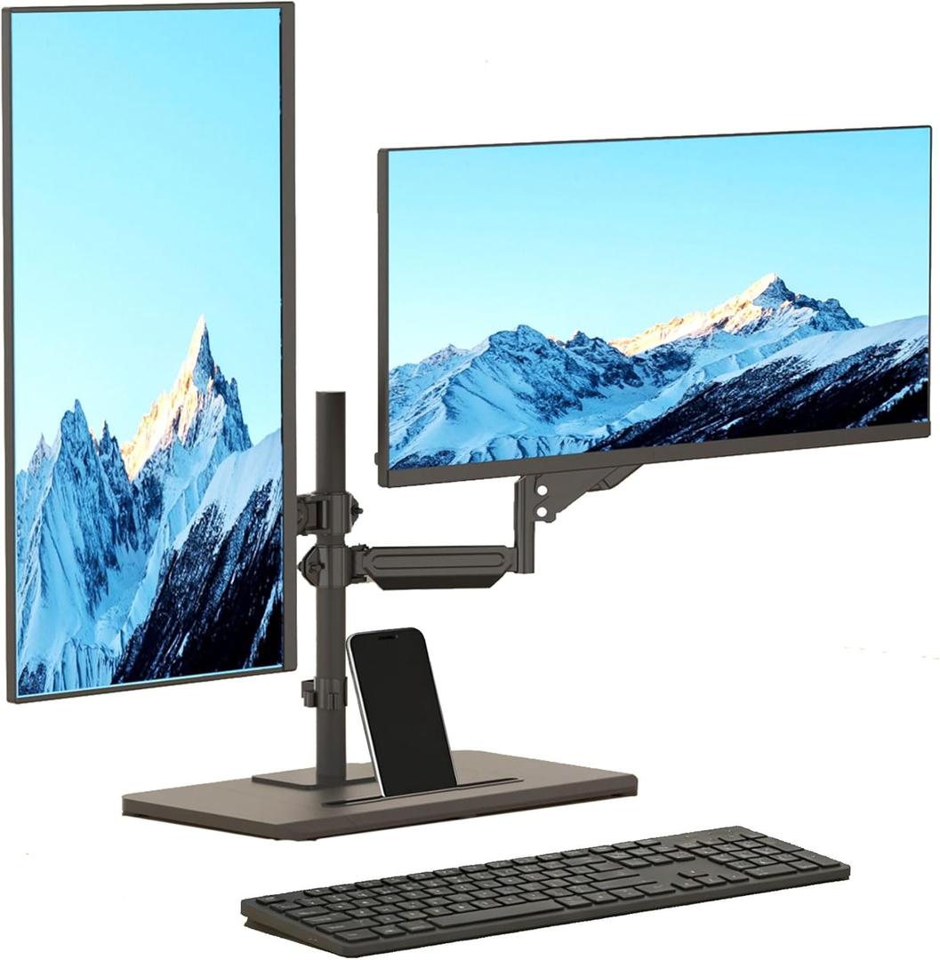 suptek Freestanding Dual Monitor Mount for 2 Screens up to 32 inches,Taller Monitor Stand Hold 22lbs,Dual Monitor Arm Desk Mount with Base(ML8022C)