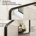OKPAL 44X32 Inch Matte Black Bathroom Mirror, Black Framed Bathroom Vanity Mirror, Black Rectangle Mirror, Round Corner, Rustproof, Shatter-Proof (Horizontal/Vertical)