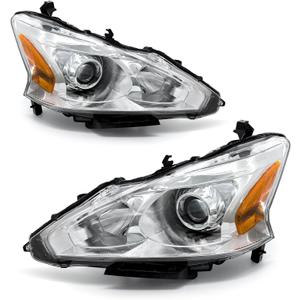 Headlight Assembly for 2013 2014 2015 Nissan Altima sedan/13 14 15 Nissan Altima S/SL/SV 4-Door Headlamp 4-Door With Chrome Housing Direct Replacement Left + Right