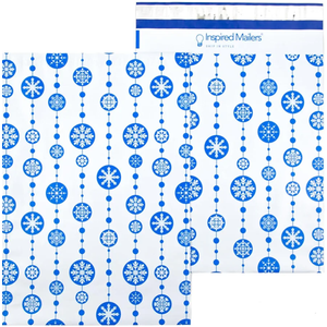 Inspired Mailers - Holiday Poly Mailers 10x13-100 Pack - Snowflake Baubles (Blue) - Mailing Envelopes - Christmas Mailers - Holiday Envelopes