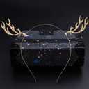 3 x Christmas Reindeer Antlers Headband Xmas Reindeer Hair Band Women Deer Horn Headpiece Hairband Hair Hoop Holiday Party Decoration Cosplay Costume Cute Handmade Crystal Hair Accessories 1 Pack Golden (Style 3: Golden Plated)