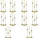 10 Sets Candle Holder Brass Metal Candlestick Holders - HearthLume Vintage Modern Metal Taper Candle Holders, Decorative Centerpiece for Table Mantel, Wedding Kitchen Home Decor, Wedding Gift,30Pcs