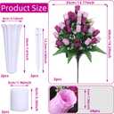 Lodou Artificial Cemetery Flowers,Outdoor Grave Decorations Roses,Arrangements Bouquet with Cemetery Vase, Silk Flowers for Long-Lasting Remembrance (Purple)