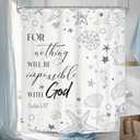 Glawry Bible Verse Shower Curtain Starfish Seashells Ocean Beach Coastal Christian Scripture Navy Blue Bathroom Inspirational Quotes 60Wx72L Inches Bath Accessories Art Home Decor Fabric 12 Pack Hook