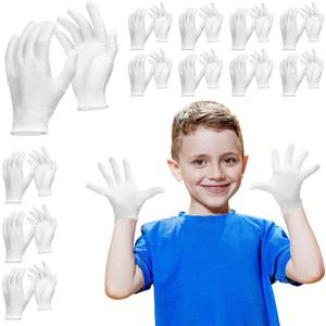 Ramede 24 Pairs Eczema Gloves for Kids Eczema Sleeves Moisturizing Gloves White Cotton Gloves Washable and Reusable Overnight Dry Hands for Kids 3-10 Years(X-Small)