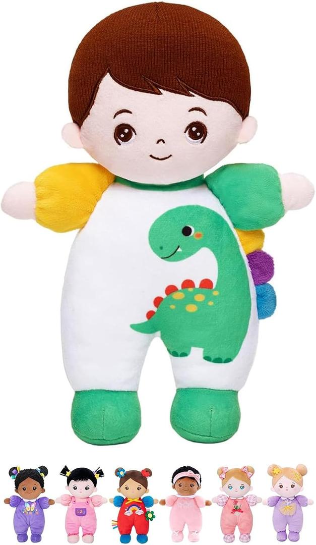 OUOZZZ Soft Boy Baby Doll 10" - First Birthday Toys for 1 Year Old Boy, Ideal 1 Year Old Boy Gifts & Baby Boy Gifts, Snuggle Buddy for Infants Dinosaur Toy