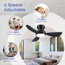 Kviflon 36 Inch Flush Mount Ceiling Fan with Light, 3 Reversible Blades, Remote & APP Control, 3 CCT Dimmable for Bedroom Living Room, Black