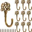 10 PCS Vintage Metal Wall Hooks, Bohemian Decorative Hook with Screws, Wall Hooks for Hanging Towel/Coat (Bronze) (10 single styles)