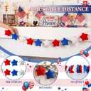 4th of July Garland Red White Blue Plush Star Garland 8.2 ft Soft Fuzzy Patriotic Star Banner USA Retro Banner for Fireplace Mantel 250th Anniversary Decorations for Independence Day Memorial Day
