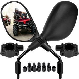 KEMIMOTO ATV Mirrors, 8MM 10MM Motorcycle Mirrors for Handlebar ATV Accessories Compatible with Scooter Snowmobile Mope, 360 Degrees Ball Type Adjustment