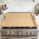 Noodle Board Stove Cover, Wooden Stovetop Cover with Non-Slip Feet, Handle & Raised Lip, Extra Counter Space for Kitchen (29.5 x 22 Natutal)
