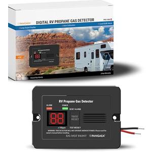 PANGAEA Digital RV Propane Gas Detector with 85dB Loud Alarm, DC 12V, for Trailer, Motorhome, Motorcoach (Surface Mount - Black)