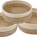 3 Packs Wicker Storage Basket, Self-supporting Storage Cube, Container Bins for Shelves Cupboard Drawer 10.2*3.1in/11*3.5in/12*3.9in Beige