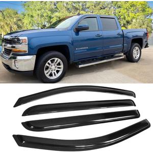 Window Visors Rain Guards for 2014-2018 Silverado Sierra 1500,2015-2018 Silverado Sierra 2500 HD,3500 HD; Only with Crew Cab Window Wind Deflectors Vent Visor Sun Shades