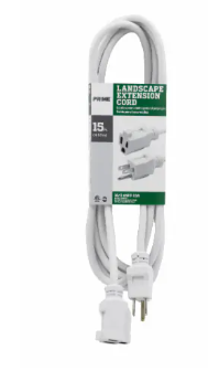 Prime Landscape Extension Cord - White, 15ft