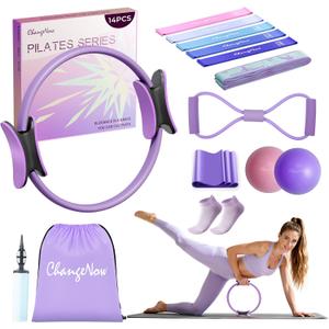 Targeted Training Pilates Kit,Upgraded Pilates Equipment for Women with 14'' Magic Circle, Figure 8 Bands, Pilates Ball & Bands to Firm Core, Thighs, Glutes & Arms at Home - Workout Guide Included