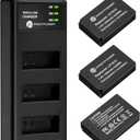 FirstPower LP-E12 Battery 3-Pack and Triple Slot Charger for Canon EOS M50, M50 Mark II, M, M2, M10, M100, M200, Rebel SL1, PowerShot SX70 HS Digital Cameras
