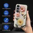 Case for Samsung Galaxy S25 Case,Faux Embroidery Boho Floral Design Hybrid Dual Protection Silicone Hard PC Shockproof Full Body Cover Anti-Scratch Protective Case for Men Women