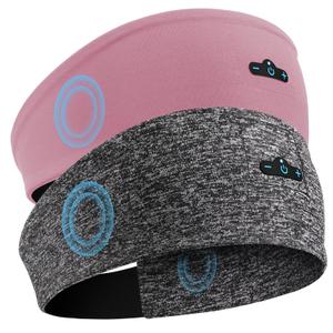 Sleep Headphones Bluetooth Headband for Side Sleeper, 17H Playtime, Wireless Headband Headphones with HD Stereo Speakers for Workout,Running,Yoga, Ideal Gifts for Men, Women, Teens, Pink+Grey