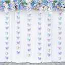 LITAUS 3D Butterfly Garland - Iridescent, Set of 4 | Hanging Butterflies Decor for Baby Shower, Birthday, Wedding & Bridal Party | Butterfly Theme Backdrop, First Birthday Decorations