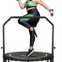 BCAN Adult Mini Trampoline, 40" Fitness Trampoline with Bungees, U Shape Adjustable Foam Handle, Stable & Quiet, Indoor Outdoor Workout-Green